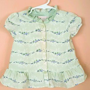 Janie and Jack Meadow Floral  Peplum Top 12-18M Ruffle Buttoned Purple Flowers